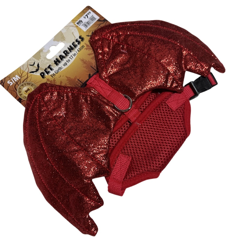 Dog Pet Metallic Red Wings Harness Girth 17 inches S/M Pet New